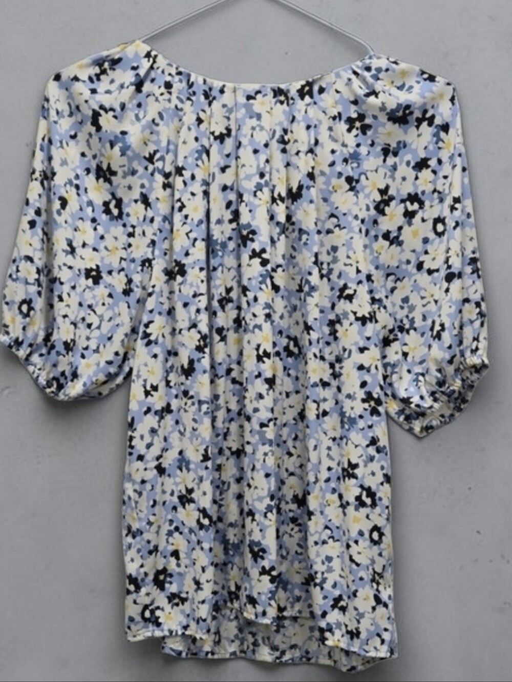 Ann Taylor Light Blue Floral Puff Sleeve Blouse | Floral Top | Oversized XS